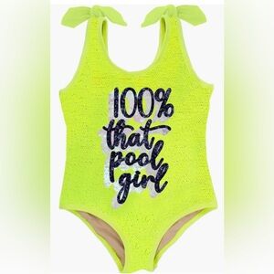 Girls' Neon Lime One-Piece Swimsuit - 100% That Pool Girl